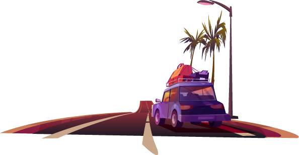 car, sunset